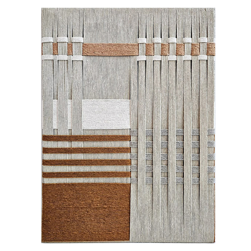 Панно из шнура Бежевая геометрическая абстракция wall panel line beige  Коричневый Молочный в Волгограде | Loft Concept 