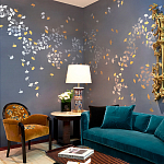 Обои ручная роспись Gingko Colourway SC-98 on Gun Metal dyed silk варинант исполнения - 1 | Loft Concept в Волгограде