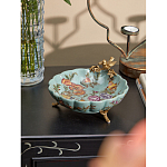 Блюдо из голубого фарфора с бронзовой птичкой Blue Garden варинант исполнения - 4 | Loft Concept в Волгограде