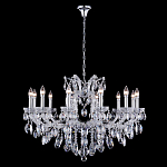 Люстра подвесная с 12-ю лампочками и прозрачными хрустальными подвесками на хромированном основании Crystal lamps варинант исполнения - 2 | Loft Concept в Волгограде