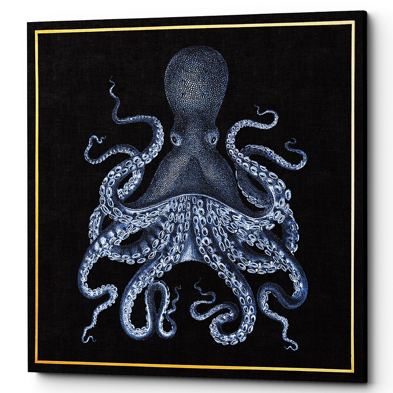 Постер Blue Octopus Poster 2 Черный Морская синь в Волгограде | Loft Concept 