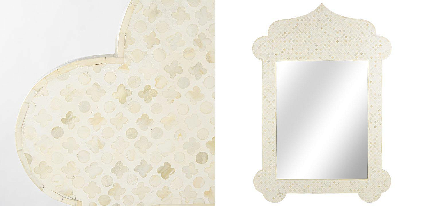 Зеркало Bone Inlay Dome Mirror beige Зеркало Bone Inlay Dome Mirror beige - Loft-Concept в Волгограде