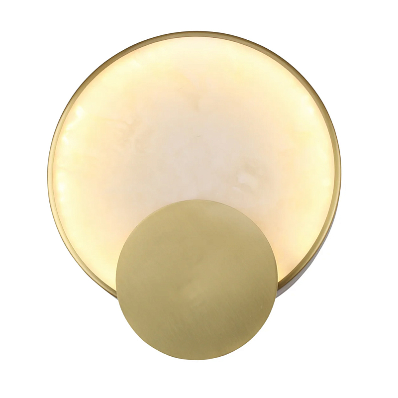 Бра в форме диска из бежевого алебастра Cryptocrystalline Stone Латунь Бежевый в Волгограде | Loft Concept 