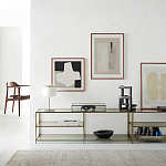 ТВ-тумба из стекла и металла Tingey Metal Glass TV Stand варинант исполнения - 4 | Loft Concept в Волгограде