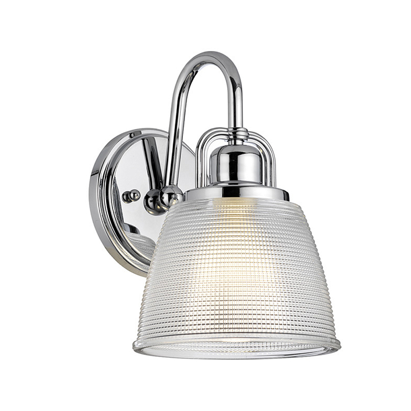 Бра с прозрачным рифленым плафоном в форме колокола Quoizel Хром Прозрачное Стекло в Волгограде | Loft Concept 