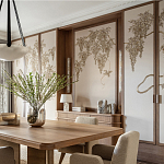 Обои с вышивкой ручной работы Deco Wisteria ﻿Midas colourway on Liso Pearl wool sateen варинант исполнения - 2 | Loft Concept в Волгограде