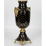 Ваза черного цвета из фарфора с золотистым узором и бронзовыми элементами Eden Garden porcelain and bronze варинант исполнения - 1 | Loft Concept в Волгограде