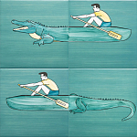 Плитка с узором Крокодил байдарочник варинант исполнения - 2 | Loft Concept в Волгограде