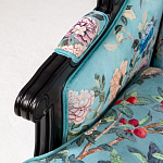 Трехместный диван из натурального бука бирюзовый с изображением птиц и цветов Turquoise Chinoiserie Garden Sofa варинант исполнения - 5 | Loft Concept в Волгограде