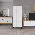 Комод белый с 4-мя дверцами на металлических ножках SPARK MULTIPURPOSE CABINET WHITE варинант исполнения - 11 | Loft Concept в Волгограде