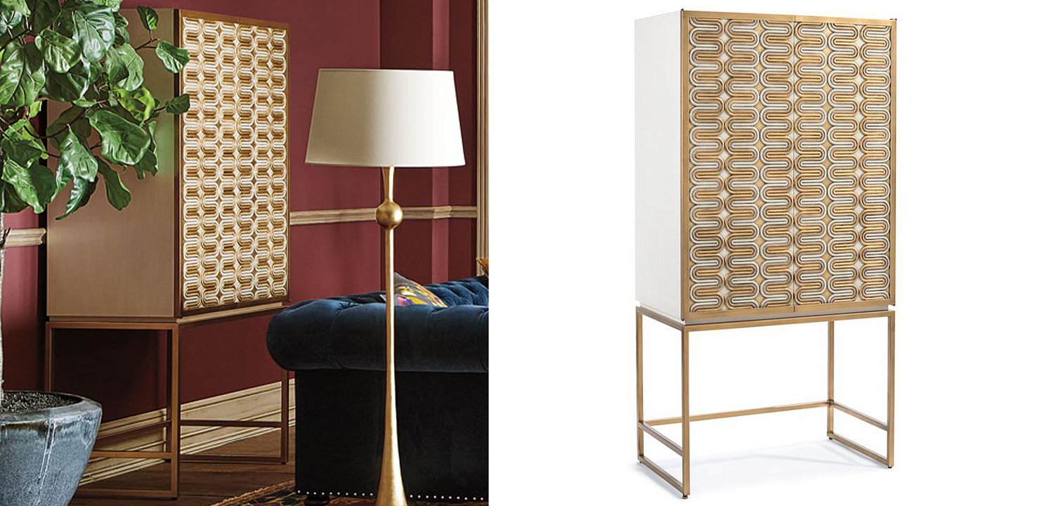 Шкаф Park Avenue Brass Wave Pattern Bar Cabinet Шкаф Park Avenue Brass Wave Pattern Bar Cabinet - Loft-Concept в Волгограде