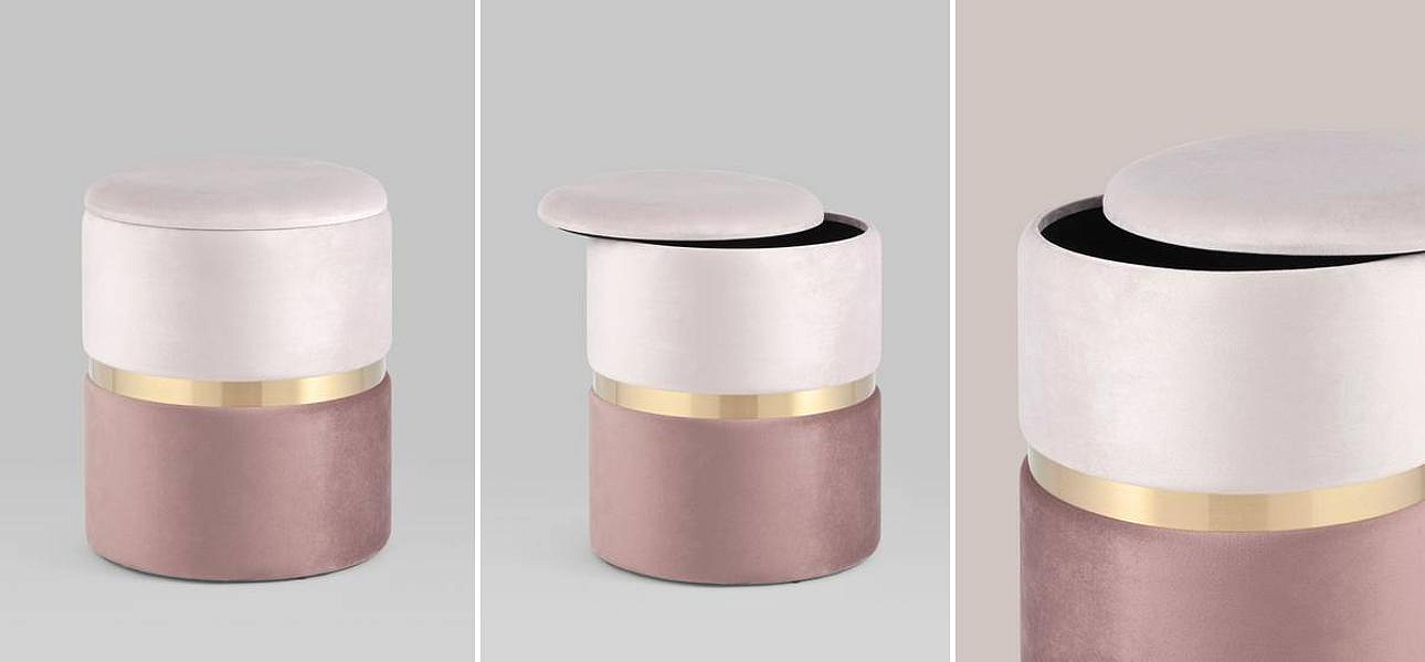 Пуф с ящиком Duo светлый розовый Glossy Velor - Loft-Concept в Волгограде