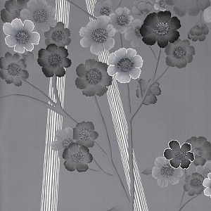 Обои ручная роспись Anemones in Light Dusk on Gun Metal dyed sik
