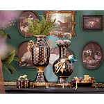 Ваза черного цвета из фарфора с золотистым узором и бронзовыми элементами Eden Garden porcelain and bronze варинант исполнения - 8 | Loft Concept в Волгограде