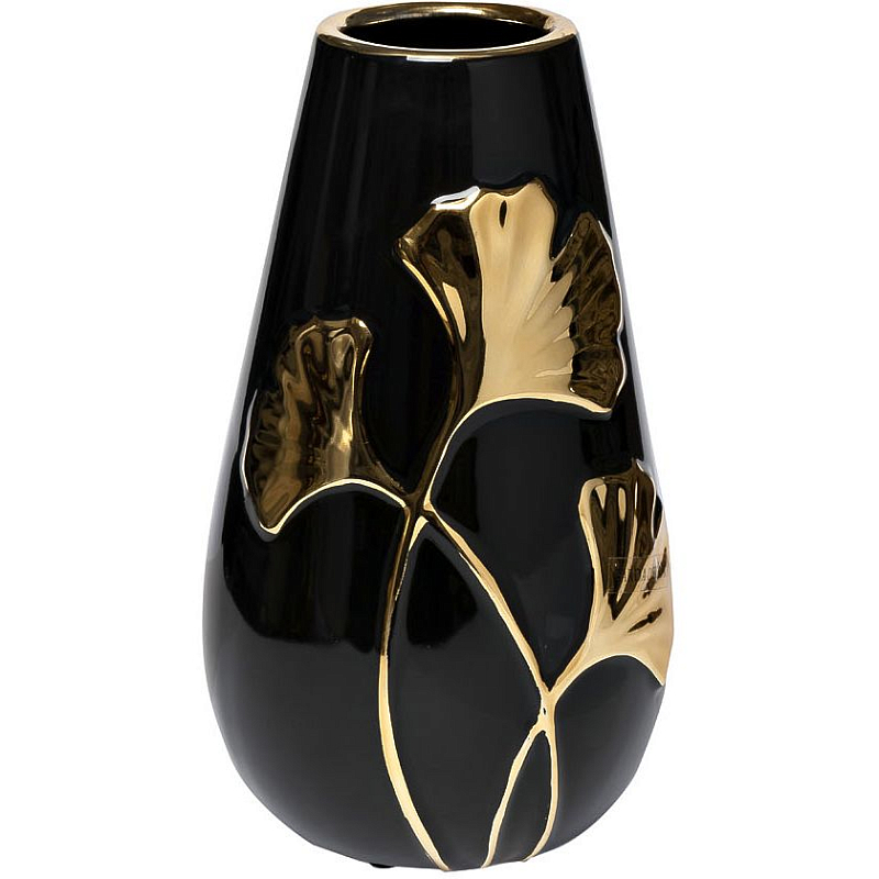Ваза керамическая black with decor 24.5 Черный Золотой Ваза керамическая black with decor 24.5 Черный Золотой в Волгограде | Loft Concept