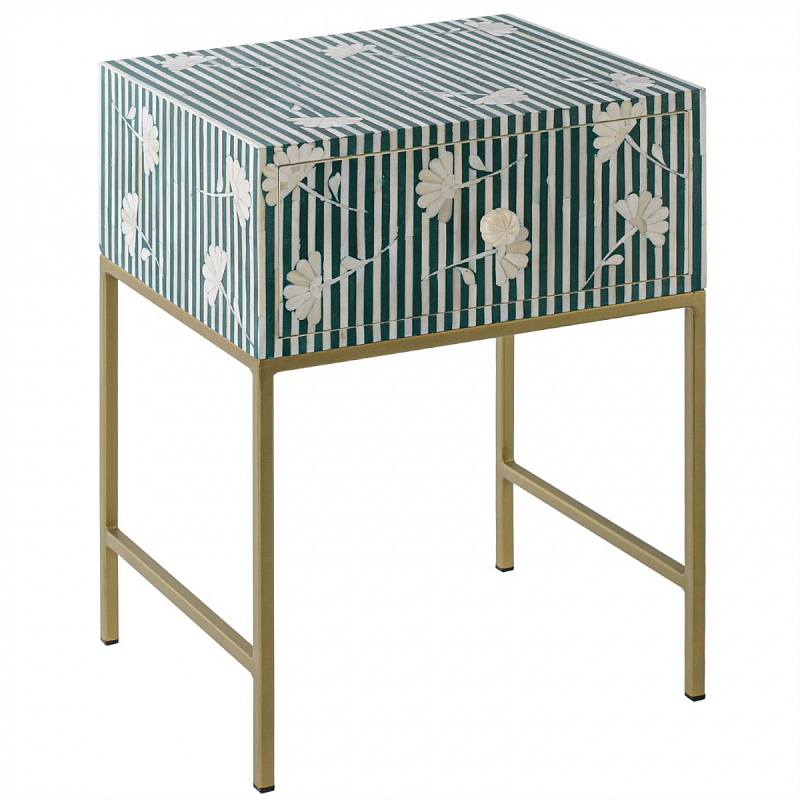 Тумбочка Green Flower Indian Bone Inlay nightstand Зеленый Тумбочка Green Flower Indian Bone Inlay nightstand Зеленый в Волгограде | Loft Concept