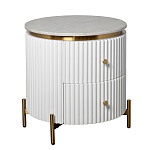 Тумбочка белая круглая с мраморной столешницей Thoroughbass варинант исполнения - 4 | Loft Concept в Волгограде