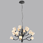 Люстра подвесная черного цвета с ветвями и белыми фарфоровыми цветами Floralis варинант исполнения - 5 | Loft Concept в Волгограде