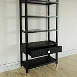 Стеллаж Elsa Dreams Black со стеклянными полками и ящиком варинант исполнения - 3 | Loft Concept в Волгограде