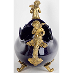 Чаша темно-синяя фарфоровая с бронзовыми ручками в виде ангелов Eden Garden варинант исполнения - 2 | Loft Concept в Волгограде