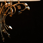 Люстра подвесная круглая с тканевым полупрозрачным абажуром и подвесками 6 ламп Gilded Elegance варинант исполнения - 7 | Loft Concept в Волгограде