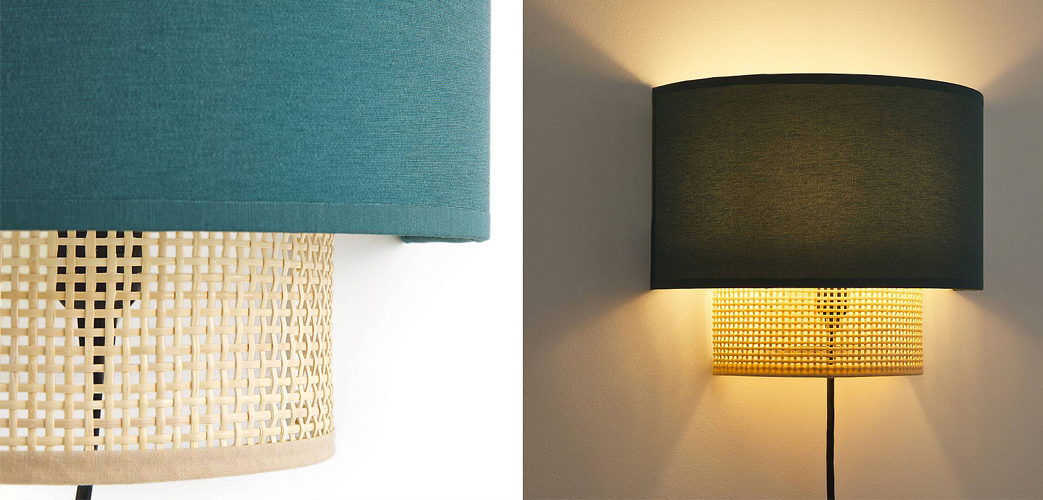 Бра Ottar Wicker Turquoise lampshade Бра Ottar Wicker Turquoise lampshade - Loft-Concept в Волгограде