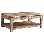 Журнальный стол из массива манго с резьбой Agota Coffee Table варинант исполнения - 1 | Loft Concept в Волгограде