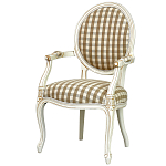 Стул с подлокотниками и круглой спинкой  Checkered Upholstery Chair обивка в клетку варинант исполнения - 1 | Loft Concept в Волгограде