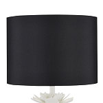 Настольная лампа с декором в виде белого цветка магнолии на каркасе и черным абажуром White Magnolia варинант исполнения - 2 | Loft Concept в Волгограде