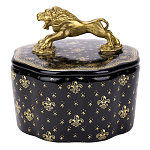 Шкатулка черного цвета с крышкой с фигуркой льва Eden Garden варинант исполнения - 1 | Loft Concept в Волгограде