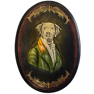 Картина в овальной раме Chinoiserie Grey Dog Portrait