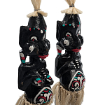 Комплект из 2-х деревянных статуэток Asmat Straw Headdress Statuettes Black Turquoise варинант исполнения - 3 | Loft Concept в Волгограде