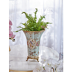 Ваза голубого цвета из фарфора с цветочным рисунком и бронзовой стрекозой Blue Garden варинант исполнения - 5 | Loft Concept в Волгограде