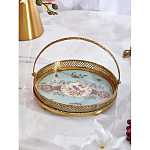 Блюдо круглое с ручкой и голубым фарфоровым дном с цветочным рисунком Blue Garden варинант исполнения - 3 | Loft Concept в Волгограде