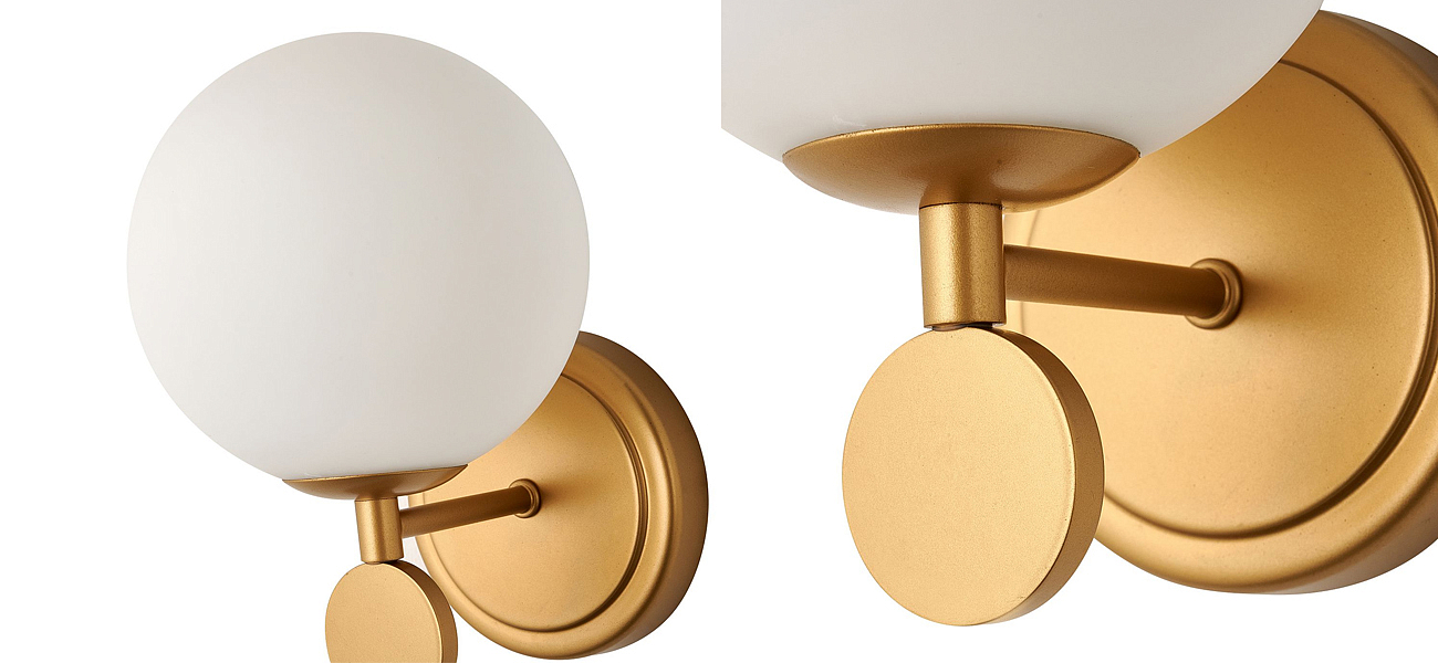 Бра с белым круглым плафоном Glowing Clouds Gold Бра с белым круглым плафоном Glowing Clouds Gold - Loft-Concept в Волгограде