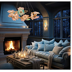 Люстра круглая на золотом каркасе с цветочным декором Miscellaneous herbs варинант исполнения - 6 | Loft Concept в Волгограде