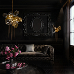 Люстра подвесная со стеклянными плафонами из дымчатого и золотистого с тремя вертикальными подвесками Gilded Mirage  варинант исполнения - 8 | Loft Concept в Волгограде