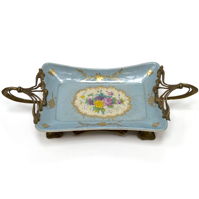 Поднос Pale Blue Tray Голубой пастельный Бронза Поднос Pale Blue Tray Голубой пастельный Бронза в Волгограде | Loft Concept