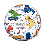 Пуф детский круглый с принтом на 4-х белых ножках Dinosaurs CHILDHOOD варинант исполнения - 2 | Loft Concept в Волгограде