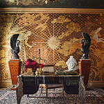 Обои ручная роспись в стиле Арт-деко Deco Dawn Bas Relief on Deep Rich Gold gilded paper варинант исполнения - 1 | Loft Concept в Волгограде