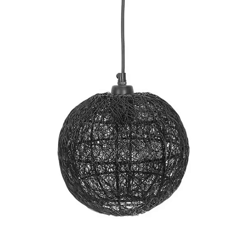 Подвесной светильник с плетеным металлическим абажуром в форме шара Wicker Iron Lamp Черный Подвесной светильник с плетеным металлическим абажуром в форме шара Wicker Iron Lamp Черный в Волгограде | Loft Concept