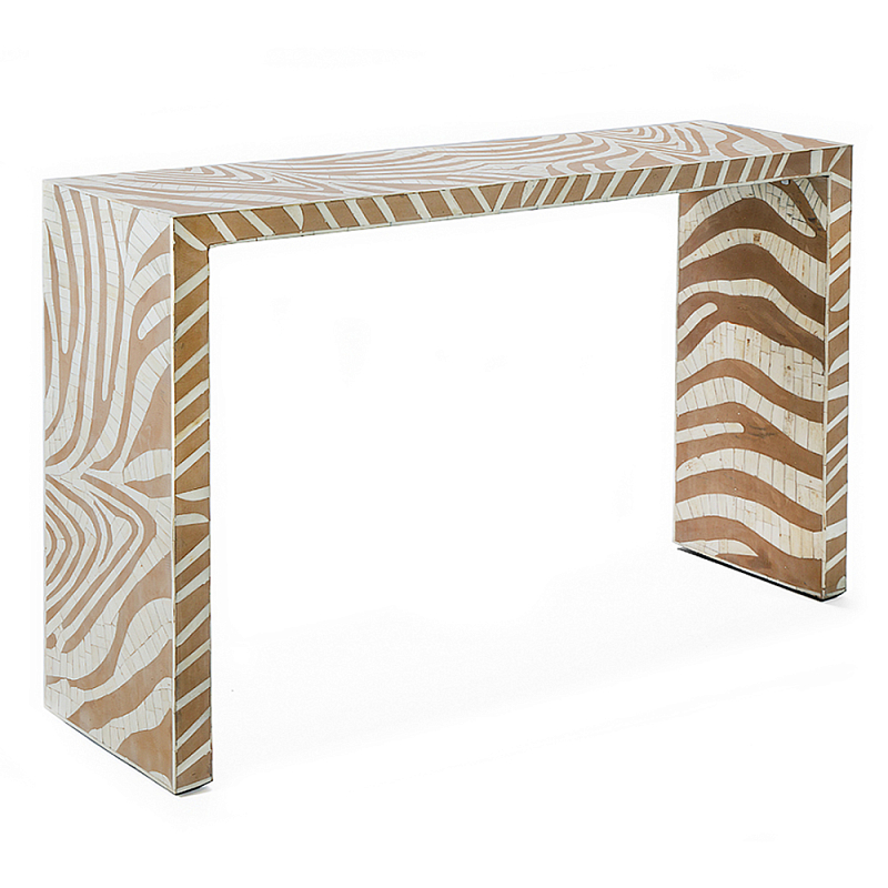 Консоль Дизайнерская Kenya Console ZEBRA Bone Inlay Beige ivory ( слоновая кость ) Бежевый в Волгограде | Loft Concept 