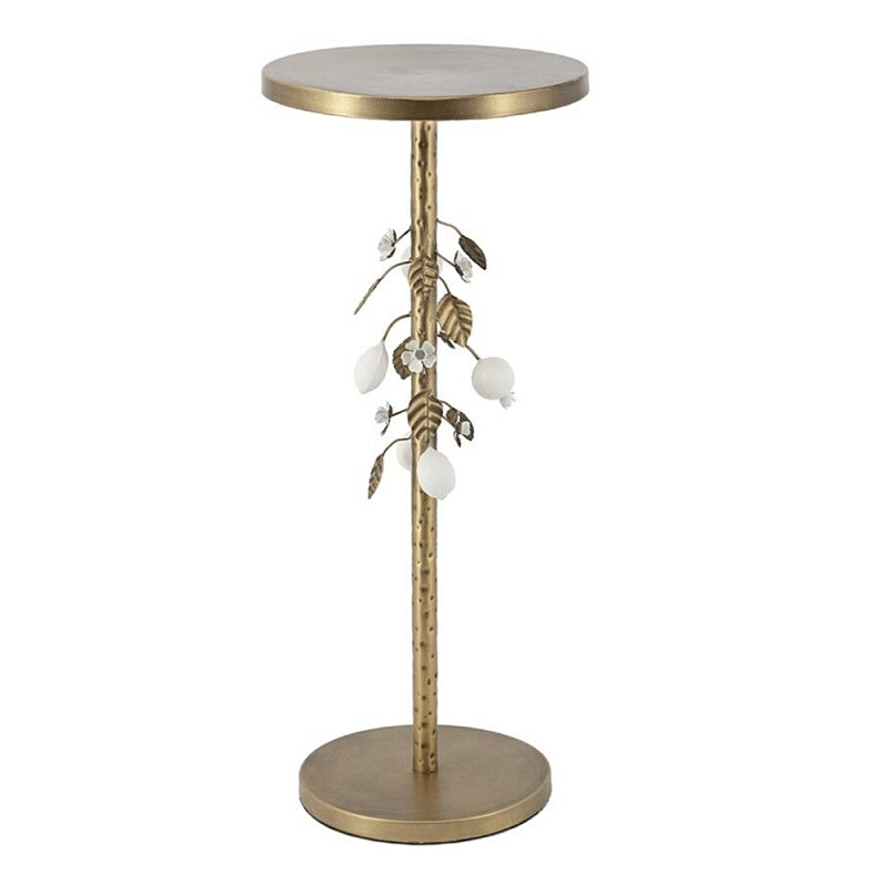 Столик золотистый с цветочной композицией на основании Forest Fairy Tale Золотой Белый в Волгограде | Loft Concept 