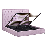 Кровать двуспальная фиолетовая с основанием из массива дерева с мягким изголовьем Velour Beds варинант исполнения - 2 | Loft Concept в Волгограде