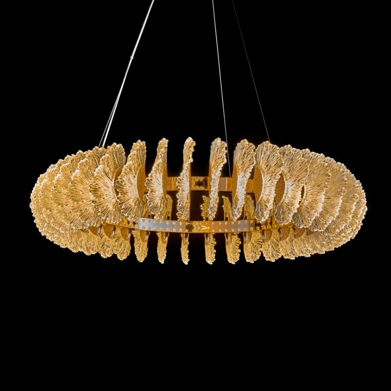 Люстра круглая с фактурными элементами в виде ракушек Inspired Sea Золотой Прозрачный в Волгограде | Loft Concept 