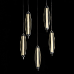 Люстра круглая каскадня с 5-ю плафонами из металлической сетки Mesh Lampshade Lighting варинант исполнения - 3 | Loft Concept в Волгограде