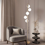 Торшер на золотом основании с 5-ю белыми шарообразными плафонами Bubble варинант исполнения - 4 | Loft Concept в Волгограде