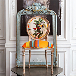 Стул бежевый в разноцветную полоску из натурального бука с изображением птиц и цветов Blooming Yellow Red Birds Colorful Stripes Chair варинант исполнения - 4 | Loft Concept в Волгограде