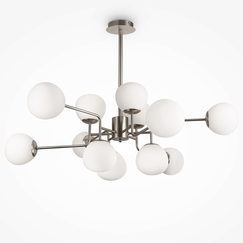Люстра Tiepolo Ball Chandelier Nickel 12 Никель Белый в Волгограде | Loft Concept 