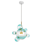 Подвесной светильник с прозрачными бирюзовыми стеклянными шарами и золотыми деталями Диаметр 46 Giopato & Coombes варинант исполнения - 1 | Loft Concept в Волгограде